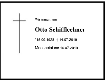 Traueranzeige von Otto Schifflechner von Region Chiemgau