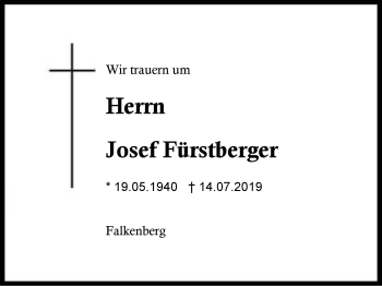 Traueranzeige von Josef  Fürstberger von Region Berchtesgadener Land