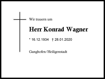 Traueranzeige von Konrad  Wagner von Region Berchtesgadener Land