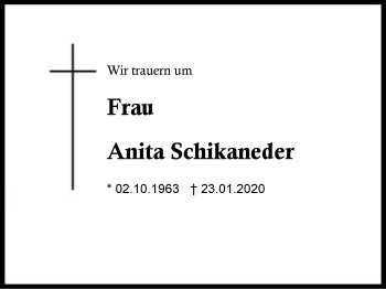 Traueranzeige von Anita Schikaneder von Region Berchtesgadener Land