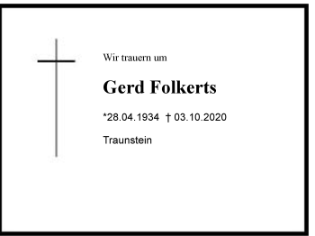 Traueranzeige von Gerd Folkerts von Region Chiemgau