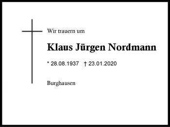 Traueranzeige von Klaus Jürgen Nordmann von Region Berchtesgadener Land