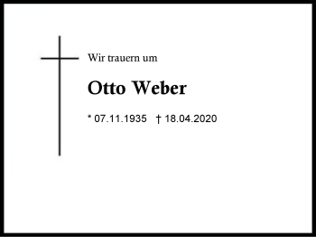 Traueranzeige von Otto Weber von Region Berchtesgadener Land