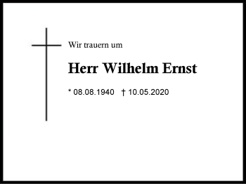 Traueranzeige von Wilhelm  Ernst von Region Berchtesgadener Land