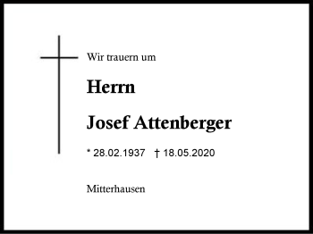 Traueranzeige von Josef Attenberger von Region Berchtesgadener Land