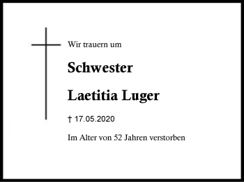 Traueranzeige von Laetitia Luger von Region Berchtesgadener Land