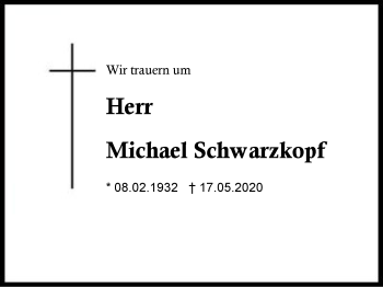 Traueranzeige von Michael Schwarzkopf von Region Berchtesgadener Land