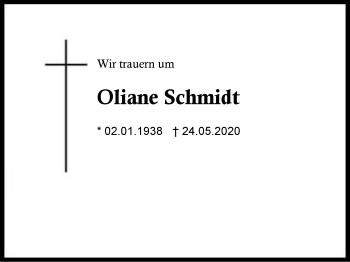Traueranzeige von Oliane Schmidt von Region Berchtesgadener Land