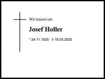 Traueranzeige von Josef Holler von Region Berchtesgadener Land