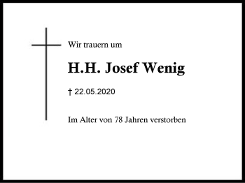 Traueranzeige von Josef Wenig von Region Berchtesgadener Land