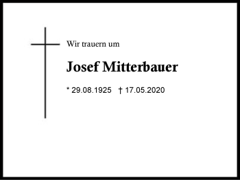 Traueranzeige von Josef  Mitterbauer von Region Berchtesgadener Land