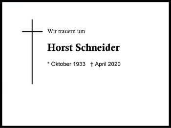 Traueranzeige von Horst Schneider von Region Berchtesgadener Land