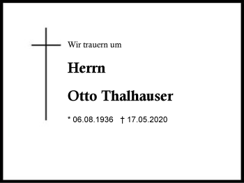 Traueranzeige von Otto  Thalhauser von Region Berchtesgadener Land