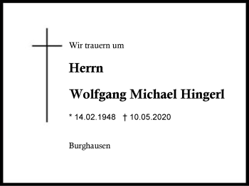 Traueranzeige von Wolfgang Michael Hingerl von Region Berchtesgadener Land
