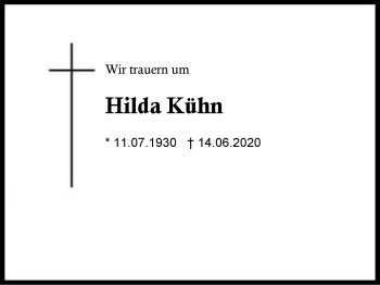 Traueranzeige von Hilda  Kühn von Region Berchtesgadener Land