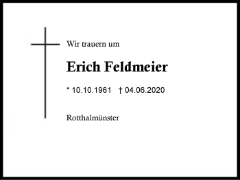 Traueranzeige von Erich Feldmeier von Region Berchtesgadener Land