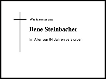 Traueranzeige von Bene Steinbacher von Region Berchtesgadener Land