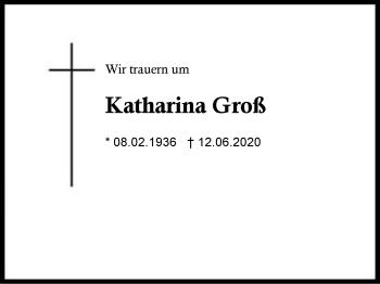 Traueranzeige von Katharina Groß von Region Berchtesgadener Land