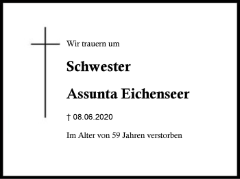 Traueranzeige von Assunta Eichenseer von Region Berchtesgadener Land