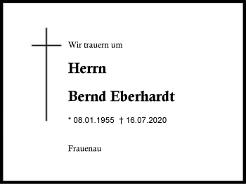 Traueranzeige von Bernd Eberhardt von Region Berchtesgadener Land