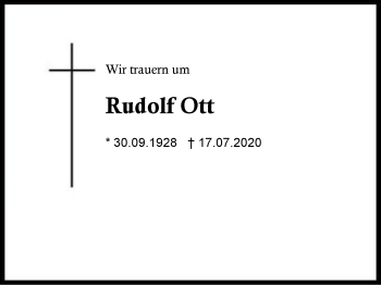 Traueranzeige von Rudolf Ott von Region Berchtesgadener Land