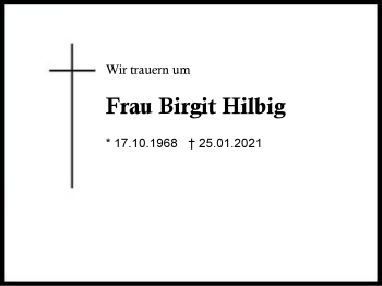 Traueranzeige von Birgit  Hilbig von Region Berchtesgadener Land