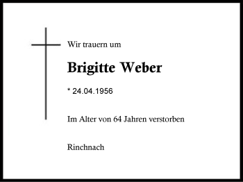 Traueranzeige von Brigitte Weber von Region Berchtesgadener Land