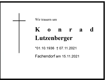 Traueranzeige von Konrad Lutzenberger von Chiemgau