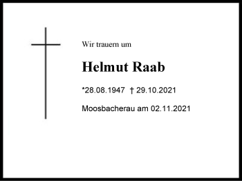 Traueranzeige von Helmut Raab von Berchtesgaden