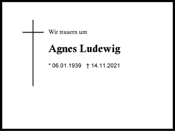 Traueranzeige von Agnes Ludewig von Region Berchtesgadener Land