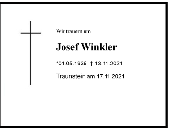 Traueranzeige von Josef Winkler von Chiemgau