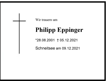 Traueranzeige von Philipp Eppinger von Chiemgau