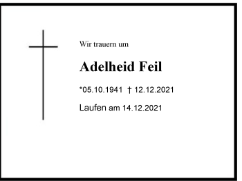Traueranzeige von Adelheid Feil von Berchtesgaden