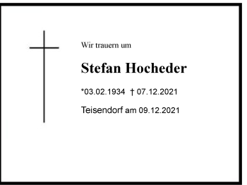 Traueranzeige von Stefan Hocheder von Berchtesgaden