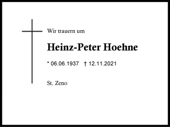 Traueranzeige von Heinz-Peter Hoehne von Region Berchtesgadener Land