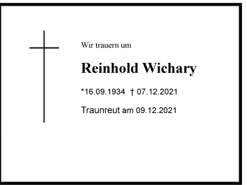 Traueranzeige von Reinhold Wichary von Chiemgau