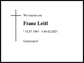 Traueranzeige von Franz Leitl von Region Berchtesgadener Land