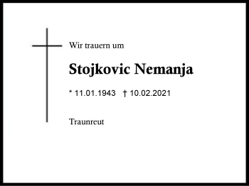 Traueranzeige von Stojkovic Nemanja von Region Berchtesgadener Land