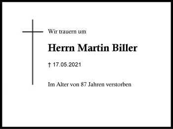 Traueranzeige von Martin Biller von Region Berchtesgadener Land
