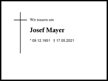 Traueranzeige von Josef  Mayer von Region Berchtesgadener Land