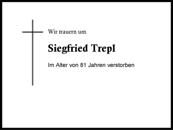 Traueranzeige von Siegfried Trepl von Region Berchtesgadener Land