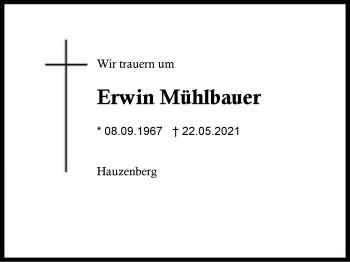Traueranzeige von Erwin Mühlbauer von Region Berchtesgadener Land