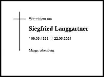 Traueranzeige von Siegfried Langgartner von Region Berchtesgadener Land
