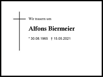 Traueranzeige von Alfons Biermeier von Region Berchtesgadener Land