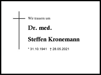Traueranzeige von Steffen Kronemann  von Region Chiemgau