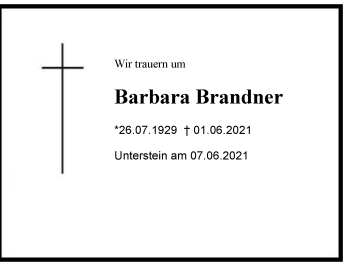 Traueranzeige von Barbara Brandner von Region Berchtesgadener Land