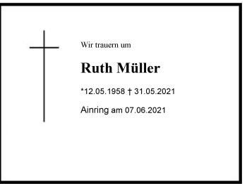 Traueranzeige von Ruth Müller von Region Berchtesgadener Land