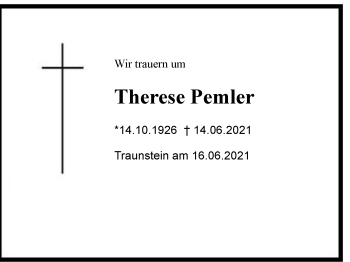 Traueranzeige von Therese Pemler von Region Chiemgau