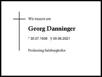 Traueranzeige von Georg Danninger  von Region Berchtesgadener Land