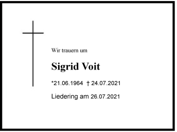 Traueranzeige von Sigrid Voit von Region Chiemgau